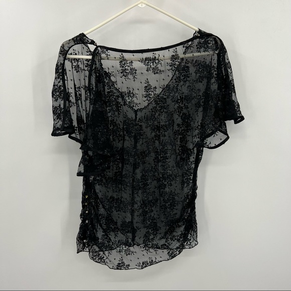 Twelfth Street by Cynthia Vincent Black Sheer Blouse Small - Picture 4 of 9